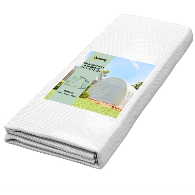 Outsunny Σερρα ΠΕ με 8 Παράθυρα, Ρολό Πόρτας και Θαμμένα Περιθώρια, 4x3x2 μ, Λευκό 845-382V10WT