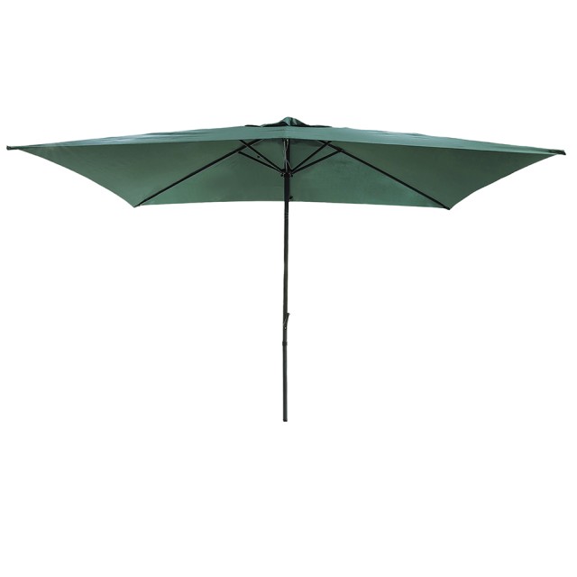 Galileo Κήπο ομπρέλα πράσινη 3x2 m από ανθρακούχο χάλυβα 6 ενισχυμένες ακτίνες με χειροκίνητο άνοιγμα Cuba Est 2188422