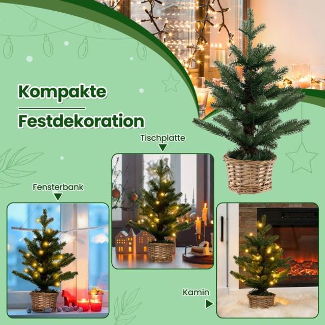 Μίνι Χριστουγεννιάτικο Δέντρο 48 cm για το Σπίτι ή το Γραφείο με Φωτισμό COSTWAY CM24553