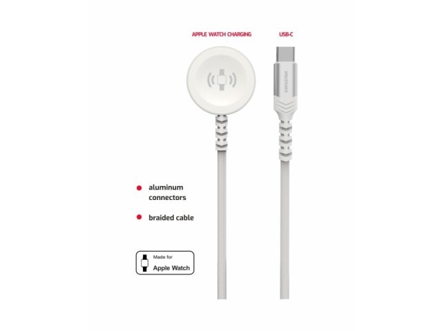 SWISSTEN Μαγνητικό Μεταλλικό Καλώδιο για Apple Watch, USB-C, 1,2 μ, Λευκό 8595217486997