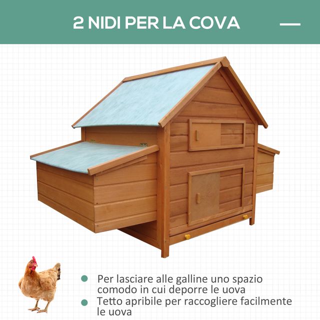 PawHut Garden Chicken Coop Κλουβί κοτόπουλου σε έλατο, ξύλο και πράσινο, 160x98,5x107 cm D51-014