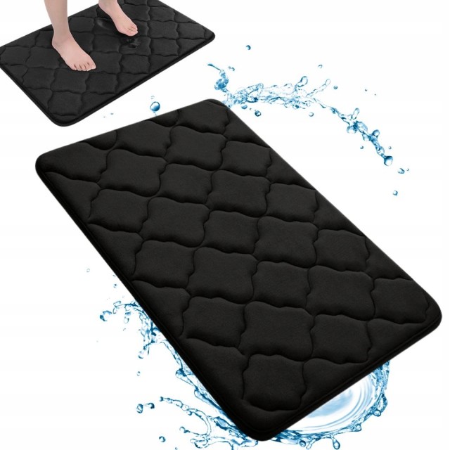 Verk Group Χαλάκι Μπάνιου Memory Foam Μαύρο Απορροφητικό Αντιολισθητικό 50x40 cm 5907451375785