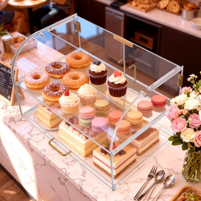 VEVOR Επαγγελματική Δίφυλλη Βιτρίνα Ζαχαροπλαστικής - Διαφανές Ακρυλικό Κουτί Ψωμιού με Μαγνητική Πόρτα, 558x355x355mm MBZSJYKLTYX2AZ4EE001V0