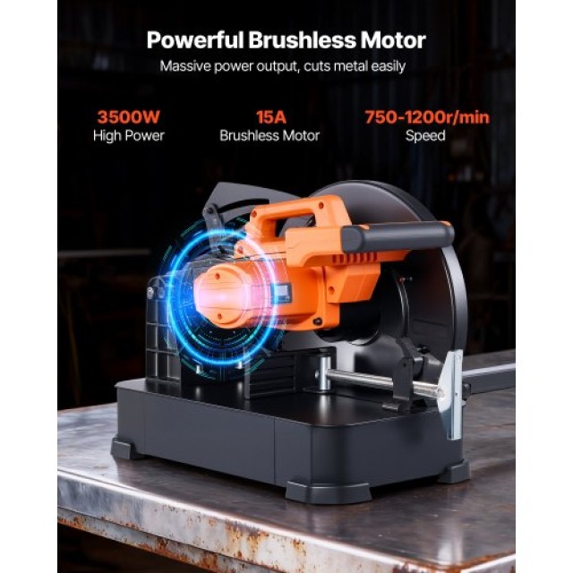 VEVOR Πριόνι Κοπής Μετάλλου με Λεπίδα 355 mm, 3500 W, Ρυθμιζόμενη Ταχύτητα 750-1200 r/min LQXQGJ14INCHR2JR7001V2
