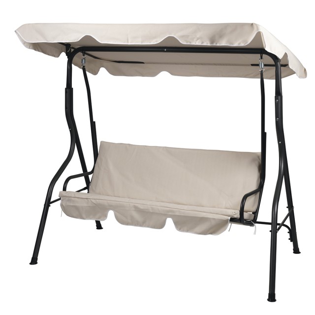 Galileo Κούνια κήπου 3 θέσεων από ανθρακούχο χάλυβα με σκίαστρο σε ιβουάρ Est 5914161