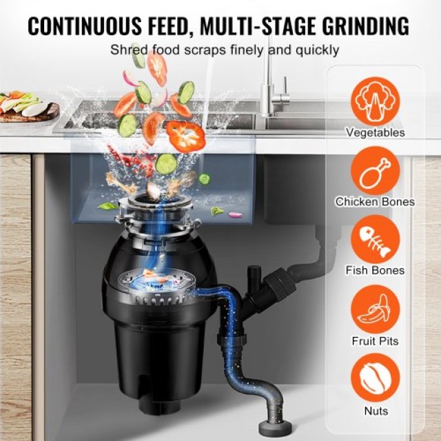 VEVOR Απορριμματοφάγος 1.25 HP 4060RPM EZ Connect GDLJCLQ125HPOJZFNV2