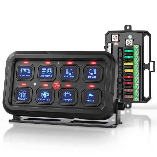 VEVOR Πίνακας Διακοπτών 8 Θέσεων RGB με APP Control, 12-24V, 1440W 60A, Αδιάβροχος για Αυτοκίνητο/Truck/Boat/ATV/UTV/SUV WSKGMBKGMBDLSIKOJ001V9