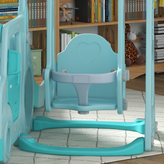 Σετ Slide AIYAPLAY για παιδιά 18-48 μηνών με κούνια, αυτοκίνητο και καλάθι, 201x151x87,5cm, γαλάζιο 331-041V00LB