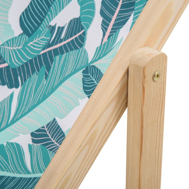 Outsunny Σετ 2 πτυσσόμενες ξύλινες ξαπλώστρες κήπου με ανακλινόμενη πλάτη 4 επιπέδων, Tropical Fantasy 84B-843