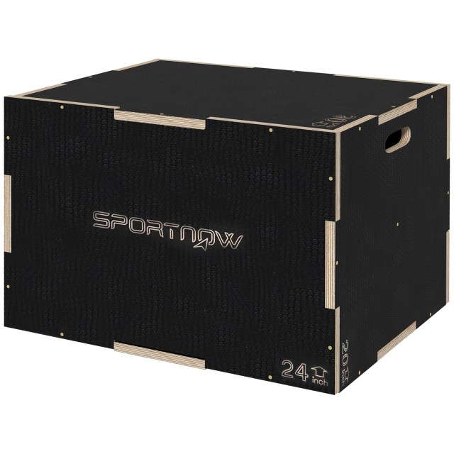 SPORTNOW Plyometric Jump Box σε 3 ύψη σε αντιολισθητικό ξύλο, 76-61-51cm, μαύρο A93-055V02BK