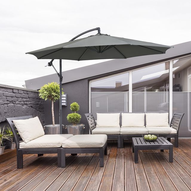 Outsunny Outsunny Outdoor Parasol Ατσάλινο πλαίσιο και Πολυεστέρας Αδιάβροχο Anti-UV Φ300x250cm, Γκρι 84D-037GY