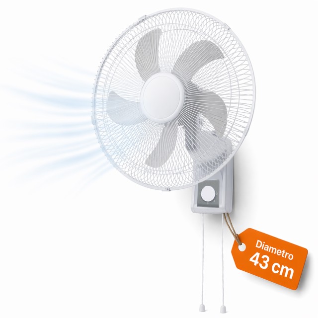 BAKAJI Επιτοίχιος Ανεμιστήρας 43cm Λευκός, Αθόρυβος με 3 Ταχύτητες 02002238