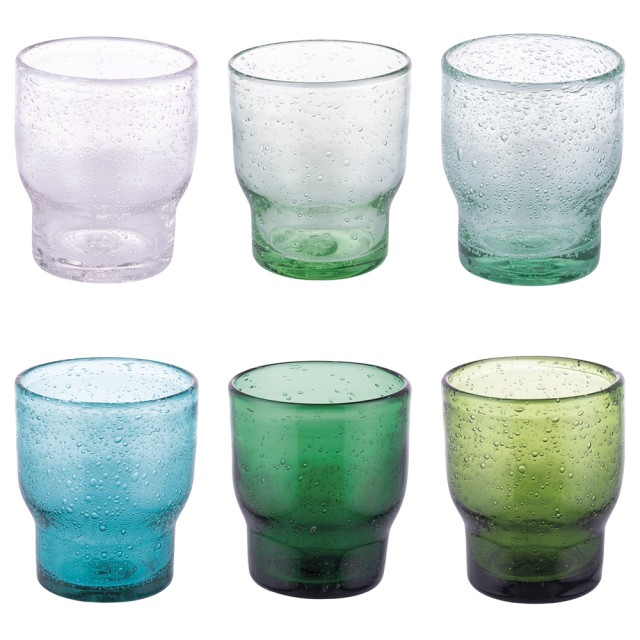 Villa DEste  Σετ 6 ποτήρια νερού 325 ml από γυάλινη πάστα με επεξεργασία bubble effect Unico Greenery 5919671