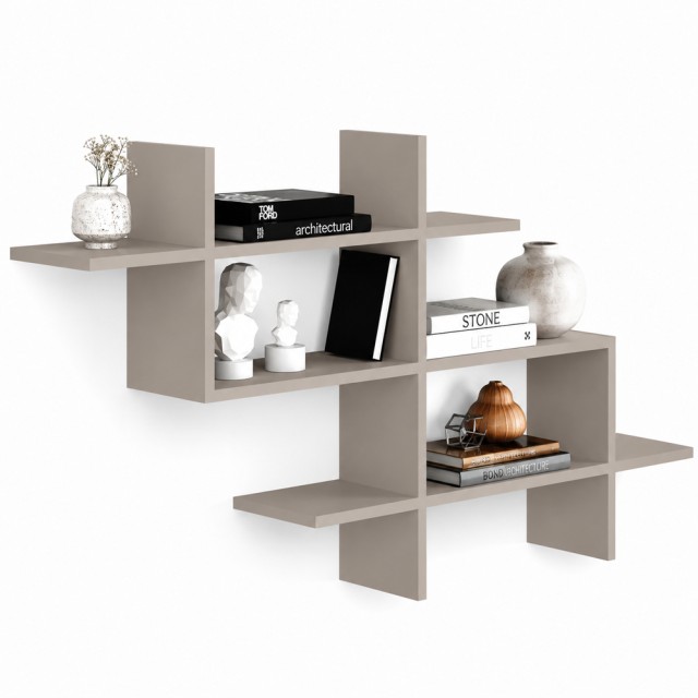 Shally Dogan Γεωμετρική Βιβλιοθήκη 3 Ράφια 150x82x22 εκ. Ανοιχτό Γκρι 02002030