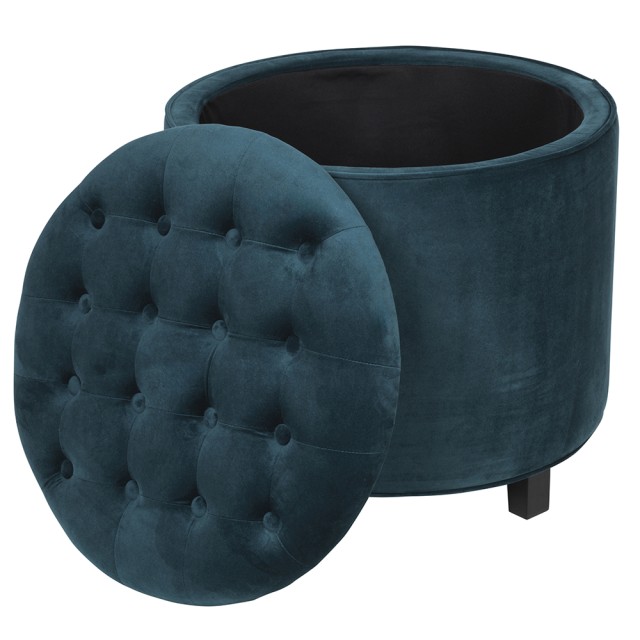 Galileo Πουφ αποθηκευτικός χώρος πολλαπλών χρήσεων σε απόχρωση πετρόλ με βελούδινη υφή και ξύλινα πόδια Sibilla 2191331