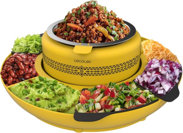 Συσκευή για Ζέσταμα Υλικών & Συναρμολόγηση Tacos με 4 Θήκες και 4 Μορφές Σιλικόνης 40W Cecotec Fun Taco Andale CEC-03834 Cecotec