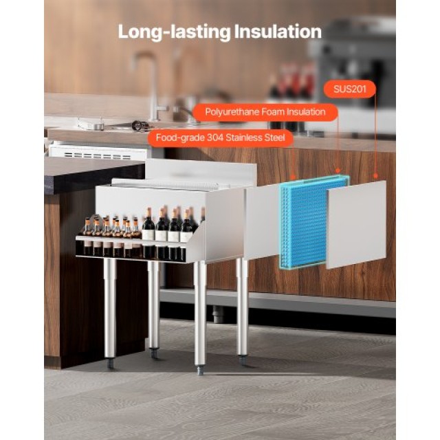 VEVOR Εμπορικός Κάδος Πάγου 61.6 L με Συρόμενο Καπάκι για Κουζίνες DBCBX1924INCIHQZOV0