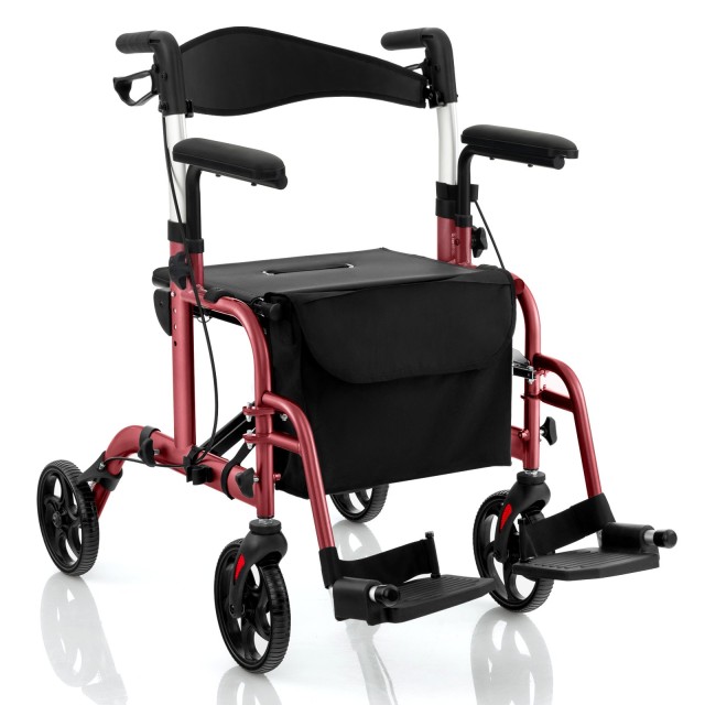Costway Πτυσσόμενος Rollator 2-σε-1, Διαστάσεις: 103 x 63 x 85-96 cm JH10013RE