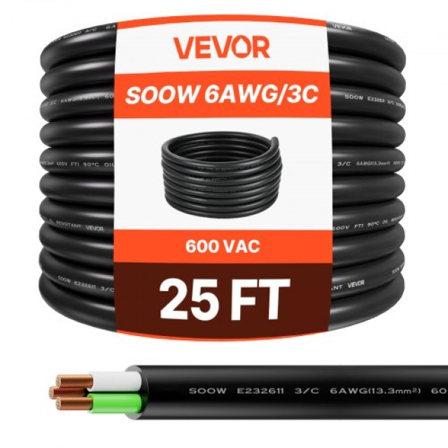 VEVOR Καλώδιο Προέκτασης Ισχύος 25 FT 6AWG Χαλκού BXSDYXSOOWDLNPKFF001V8