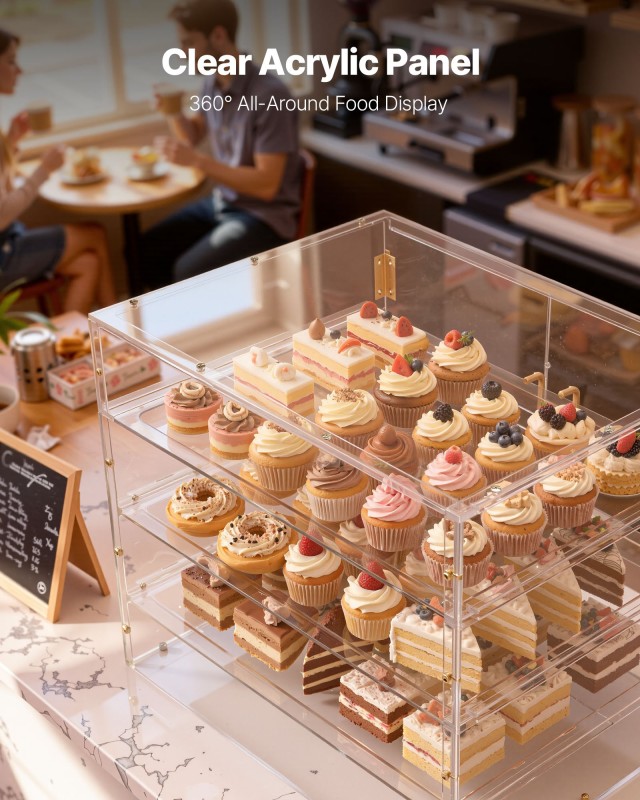 VEVOR Επαγγελματική Βιτρίνα Ζαχαροπλαστικής, 4 Επίπεδων: Ακρυλικός Πάγκος για Κουζίνα, 570x455x405 mm MBZSJYKLJX3CJ2UNE001V0