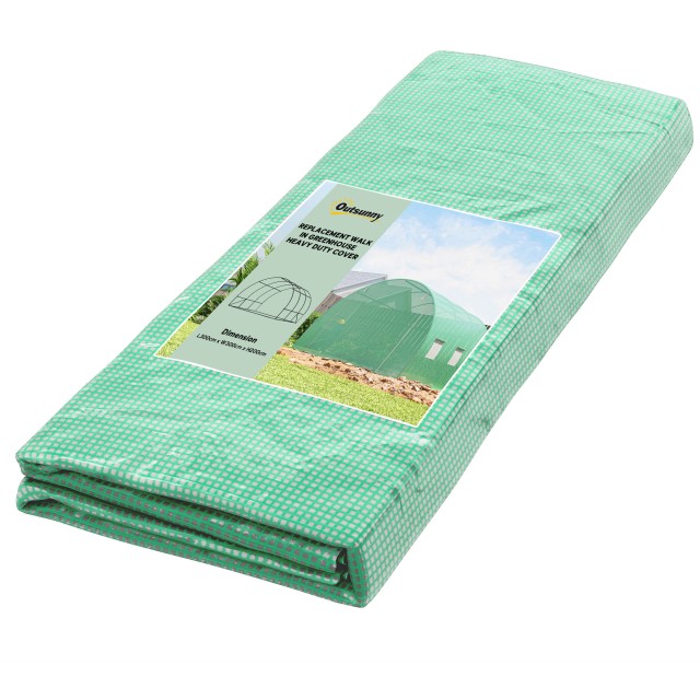 Outsunny Τέντα Σέρα PE με 6 Παράθυρα, Ρολό Πόρτα και Ενσωματωμένα Άκρα, 3x3x2 μ, Πράσινο 845-382V01