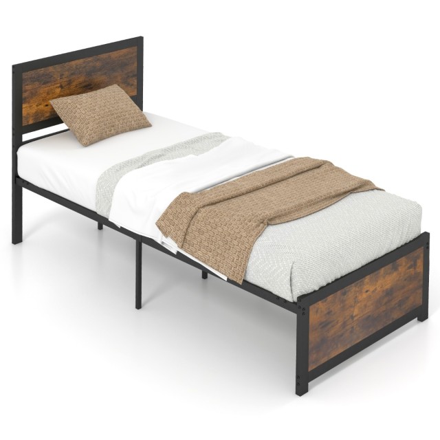 Costway Βιομηχανικό Κρεβάτι 90 x 200 cm με Κεφαλάρι & Τάβλες HU10502-S