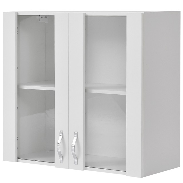 Shally Dogan  Κρεμαστός Ντουλάπι Κουζίνας με Γυαλί για Τοίχο Ντουλάπι Χρώματος Λευκού  02815094