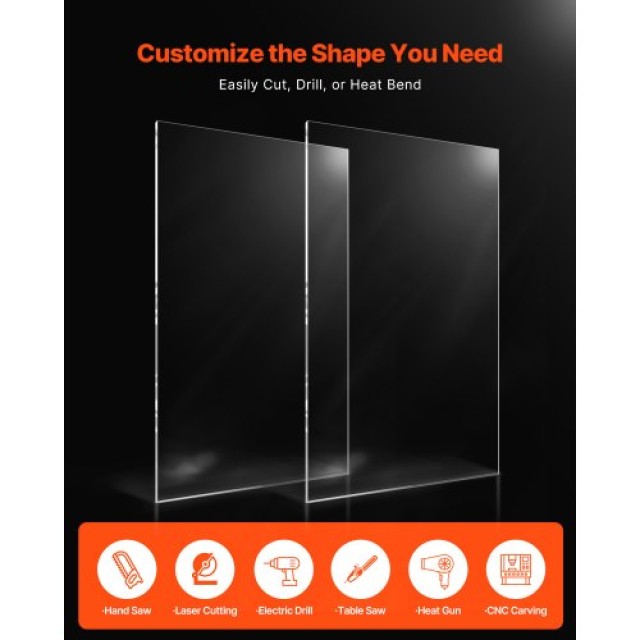 VEVOR Διπλό Πακέτο Ακρυλικών Φύλλων Plexiglass 24x48 ιντσών, Πάχος 1/8 ιντσών YJBL2448INCH0QWWWV0