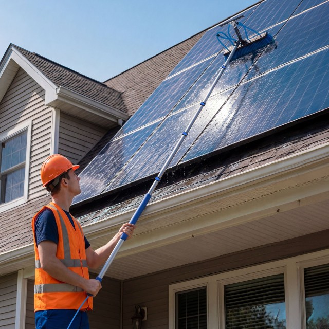 VEVOR Σετ Καθαρισμού Ηλιακών Πάνελ με Τηλεσκοπικό Κοντάρι 4,6μ και Περιστρεφόμενη Βούρτσα EHYTYNDCBQJTEXDRY001V0