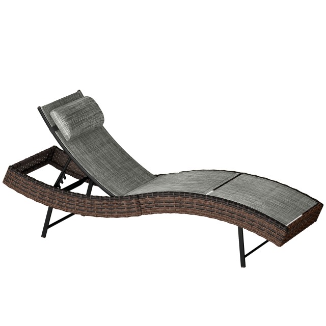 Outsunny Ξαπλώστρα Κήπου από Rattan σε Σχήμα S με Μαξιλάρι, 5 Θέσεων, 60x198x44 cm, Καφέ 862-092V00BN