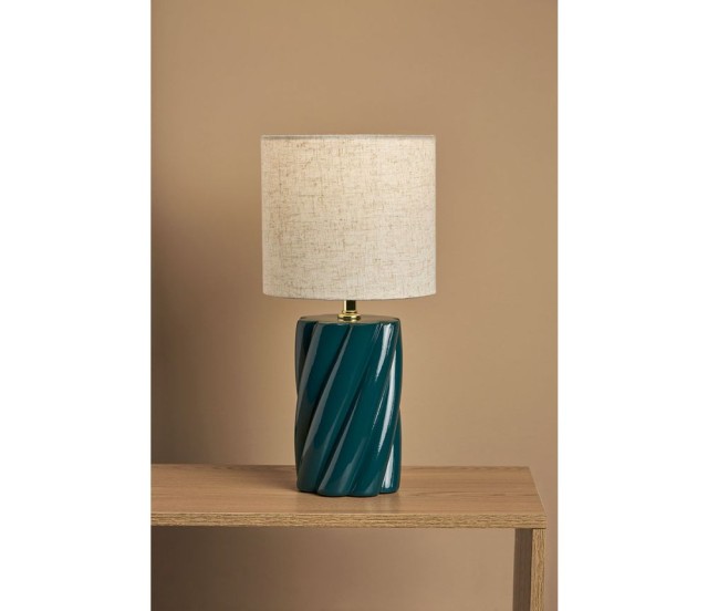 Ostaria Λάμπα Κεραμική Στριφτή Twist Μπλε Και Μπεζ -36177