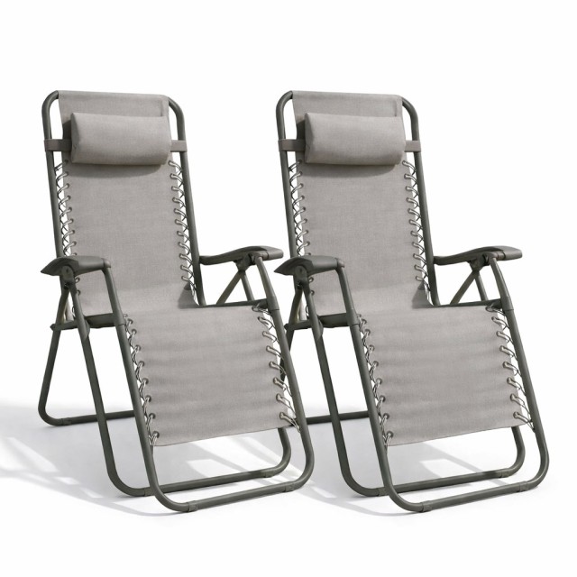 BAKAJI Σετ 2 Καρέκλες Μηδενικής Βαρύτητας Πτυσσόμενες Καρέκλες Κήπου Χαλάρωσης Πράσινο Στρατιωτικό 02001881