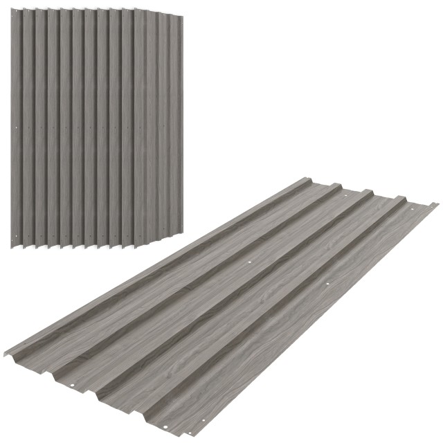 Outsunny Σετ 12 Ανταλλακτικά Πάνελ 129x45 εκ. για Κηποσπιτάκια από Γαλβανισμένο Ατσάλι, Γκρι 84H-021V01LG