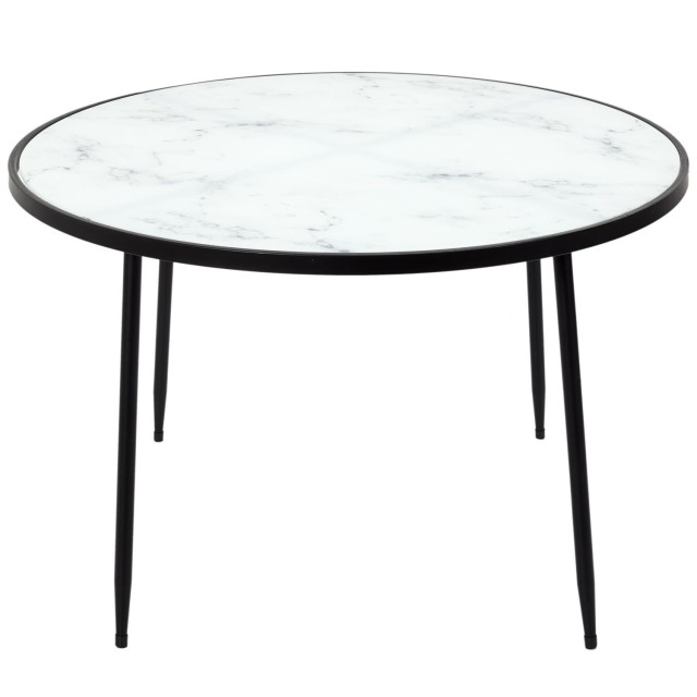 Μεταλλικό Τραπεζάκι Σαλονιού 75 x 75 x 48 cm με Εφέ Μαρμάρου HD5166 Home Deco Factory