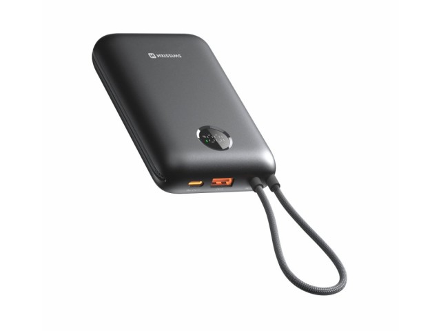 SWISSTEN Φορητός Φορτιστής Voltbox 35 W 20,000 mAh με Ενσωματωμένα Καλώδια USB-C και Lightning, Μαύρος 8595217490567
