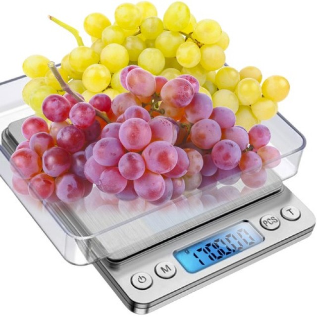 Ψηφιακή Ζυγαριά Κουζίνας Ruhhy 2kg με Ακρίβεια 0,1g, LCD Οθόνη και 2 Αποσπώμενα Μπολ 24210 Ruhhy