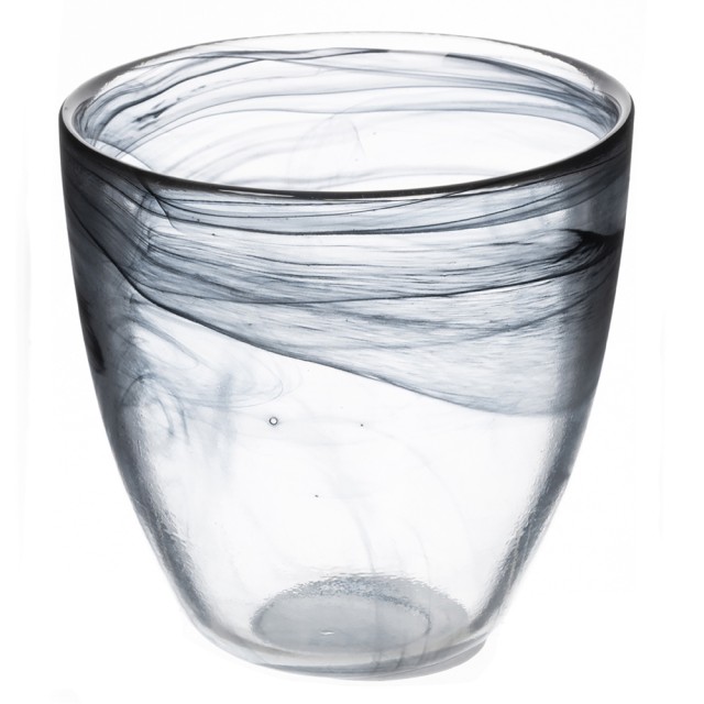 Villa DEste Σετ 6τμχ  Bicchiere acqua bombato 280 ml σε γυαλί με επιφάνεια με σκίαση μαύρο Alabastro 2188561