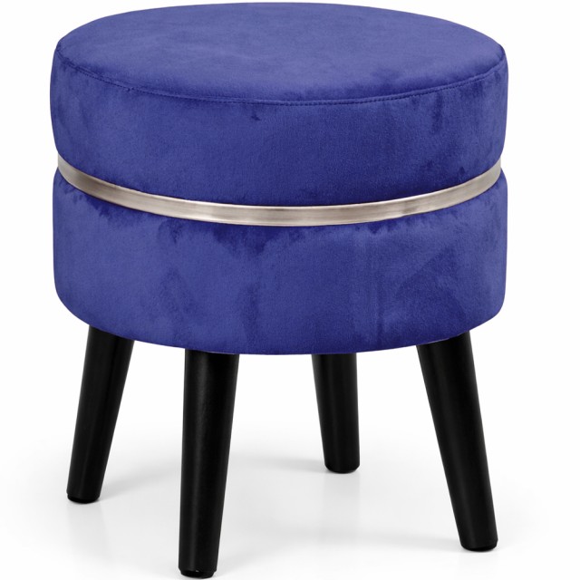BAKAJI Μπλε Στρογγυλό Υποπόδιο Pouf Μοντέρνου Σχεδιασμού με Βελούδινη Επένδυση 02001762