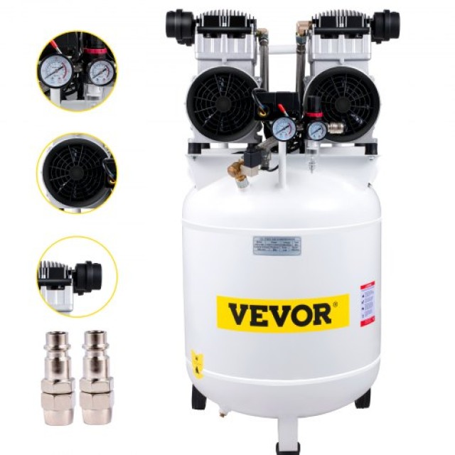 VEVOR  Κάθετος Αεροσυμπιεστής 90L, 3HP, 2200W, 115PSI, 14.3CFM, 1440RPM, Αθόρυβος, Φορητός K90L2200W220VAH5GV2