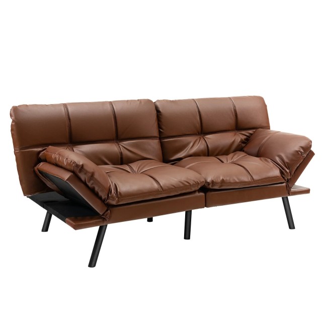 Καναπές-Κρεβάτι Memory Foam με Ρυθμιζόμενα Μπράτσα – Καφέ HV10326BN Costway