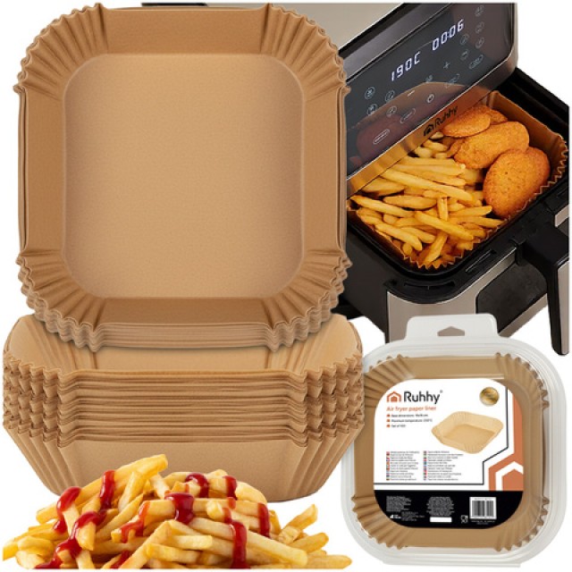 Ruhhy Πακέτο 100 τμχ Αντικολλητικό Χαρτί για Air Fryer 16x16cm 26955