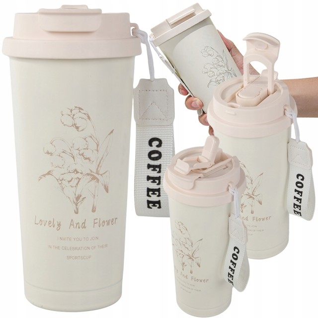 Verk Group Θερμικό Κύπελλο 530 ml με Καλαμάκι και Ατσάλινη Λαβή, Θερμός για Κρύα και Ζεστά Ποτά με Τυχαία Επιλογή Χρωμάτων 5907451373989