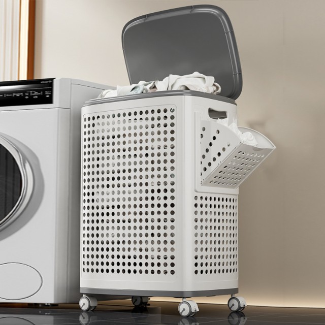 Shally Dogan Καλάθι Απλύτων με Ρόδες Διαχωριστικά Συρταριών Κατά των Οσμών Λευκό 02842673