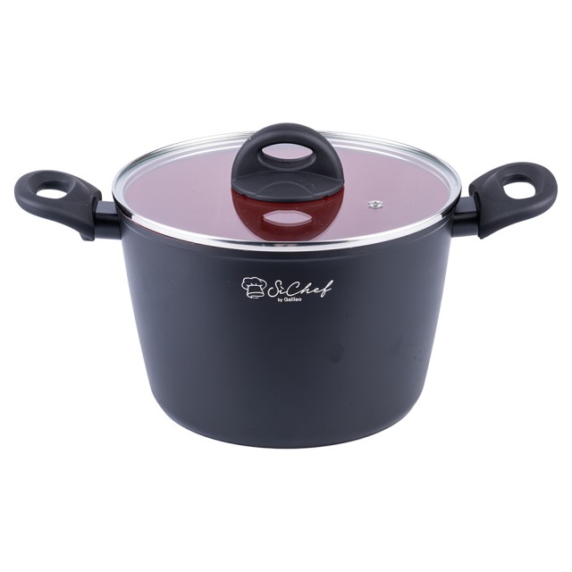 Galileo Κατσαρόλα με Καπάκι 22cm, Αντικολλητική Εσωτερική Επίστρωση από Κεραμικό σε Κράμα Αλουμινίου για Επαγωγή Canyon SChef 5925556