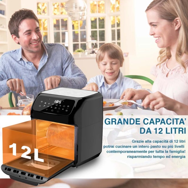 Ψηφιακό Φουρνάκι / Φριτέζα Αέρος-Airfryer 12lt 1800W Μαύρο 02012577 Bakaji
