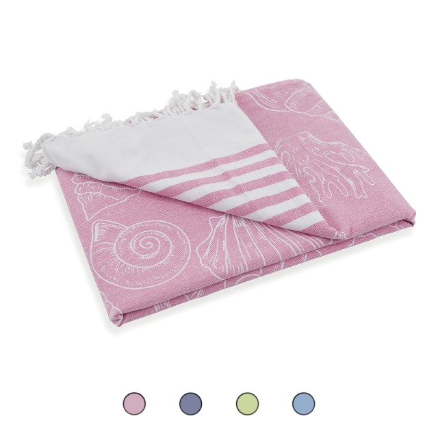 Galileo Telo mare Pareo με κρόσσια και διακόσμηση κοχυλιών 100% βαμβάκι 100x200 εκ. 2192877 Τυχαία Επιλογή Χρωμάτων