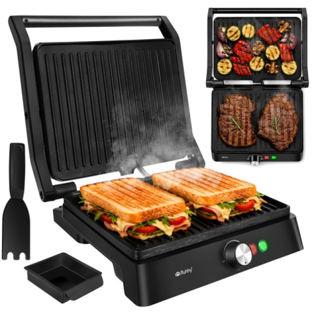 Ruhhy Ηλεκτρική Ψησταριά Επαφής 2000W με Ρύθμιση Θερμοκρασίας και Άνοιγμα 180° 26176