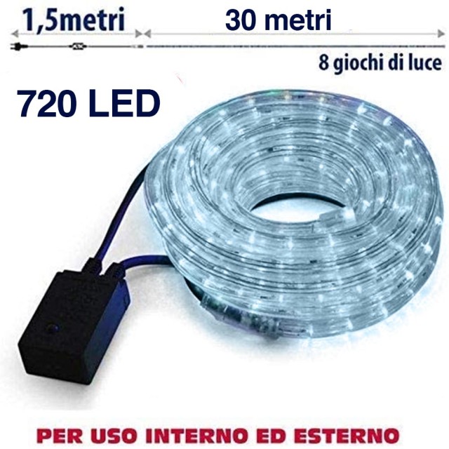 BAKAJI Σωλήνας Φωτισμού 30 Μέτρων LED Ψυχρό Λευκό 720 Φώτα για Εσωτερική και Εξωτερική Χρήση 02831590