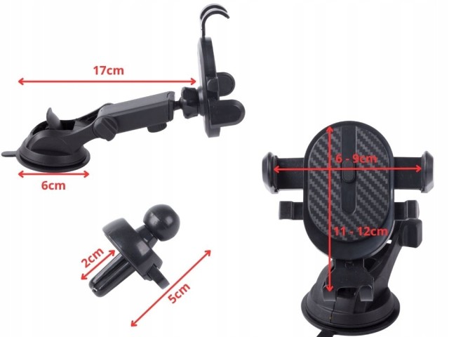 Verk Group Αντιολισθητική Βάση Κινητού για Αυτοκίνητο με Περιστρεφόμενο Βεντούζα και Στήριξη Αεραγωγού 5907451374979