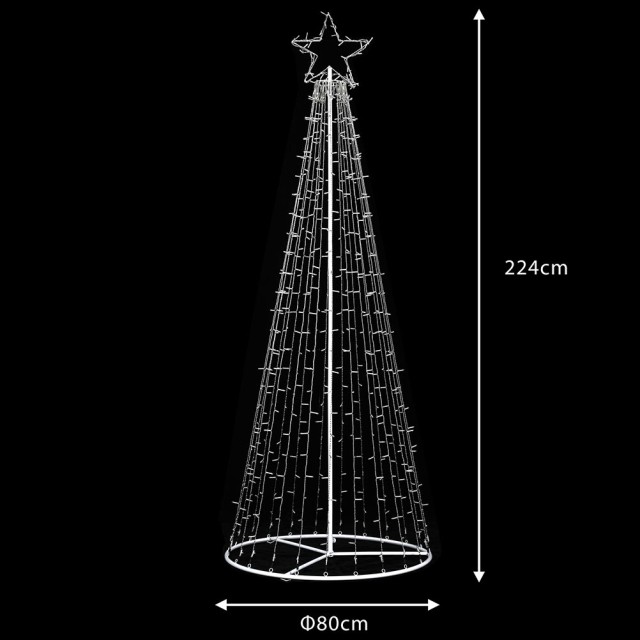 BAKAJI  Φωτεινό Χριστουγεννιάτικο Δέντρο 224cm 592 LED Θερμό Λευκό 8 Λειτουργίες Φωτισμού Μεταλλικό Εξωτερικού Χώρου  02826169